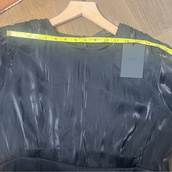 Y.A.S Shine silky lace trim mini dress in black SZ XL - Picture 7 of 11